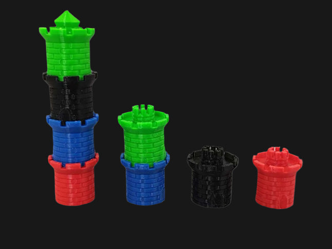 Castle of Burgundy player token towers stacked