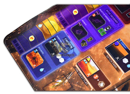 Dune Imperium Sandworm playmat with Rise of IX Expansion, Freeman focused