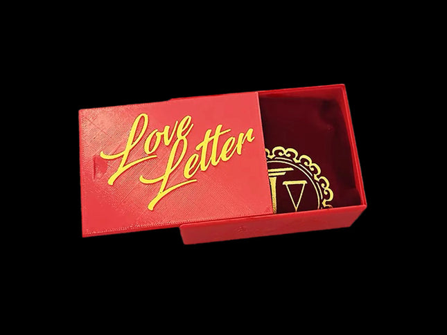 Red Travel box for love letter - half-opened