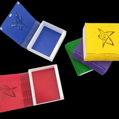Arkham Horror Magnetic Card storage Box in 5 five colors with red and blue opened  