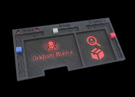 Arkham horror player tray empty without cards and tokens, black background