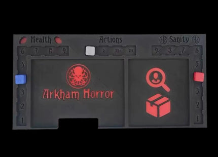 Arkham horror player tray empty without cards and tokens, black background