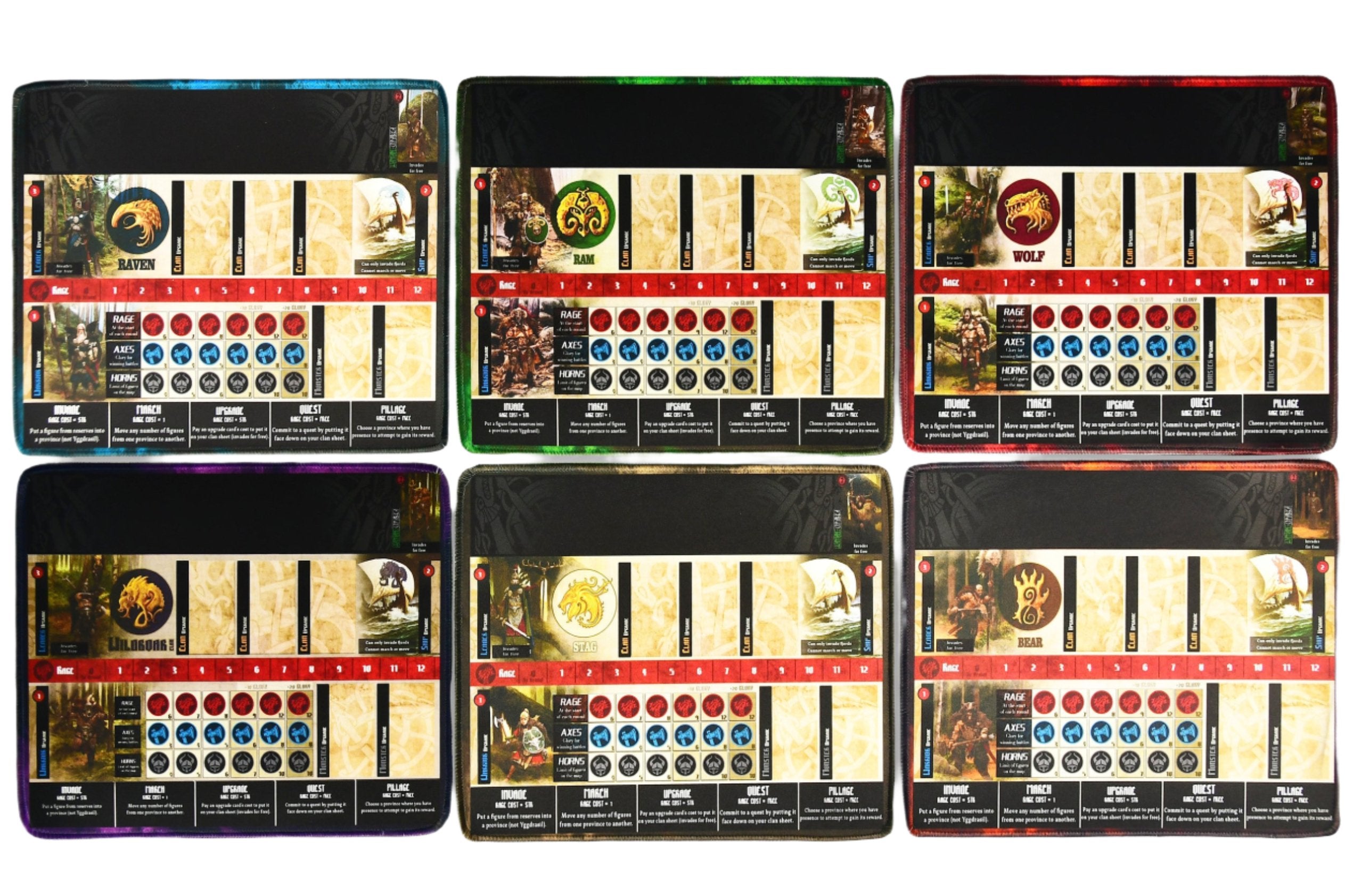 Blood Rage game mat, Single Clan Blood Rage game mat, Single Clan