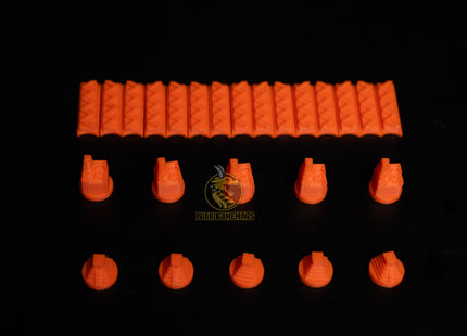 Ancient Maya Civilization set for Settlers of Catan in orange color including roads, settlements, and cities - main overview
