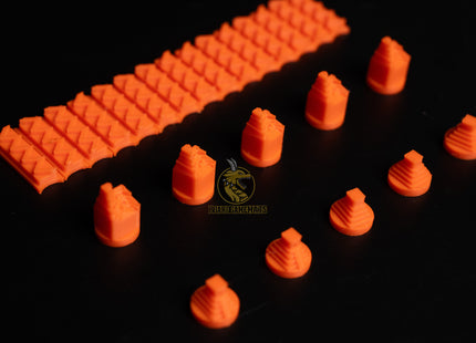 Ancient Maya Civilization set for Settlers of Catan in orange color including roads, settlements, and cities - main overview