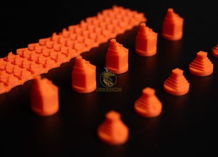 Ancient Maya Civilization set for Settlers of Catan in orange color including roads, settlements, and cities - main overview