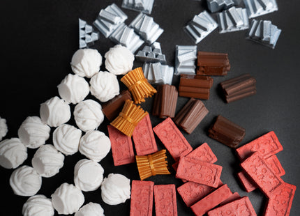 Catan resource set - wheat, ore, bricks, wood, wool all mixed together