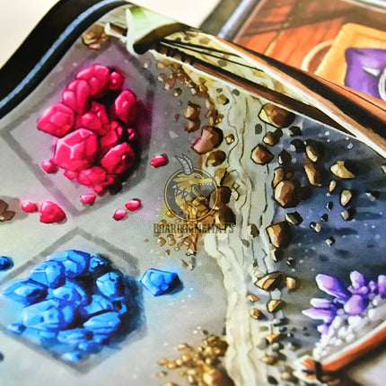 Mining style playmat for Century Spice road - crystals focused