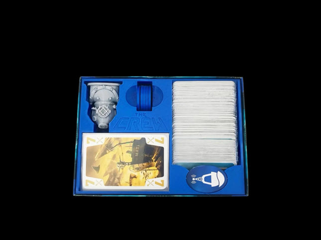 Blue container for The Crew: Deep Sea with 3d printed diver player token - main overview