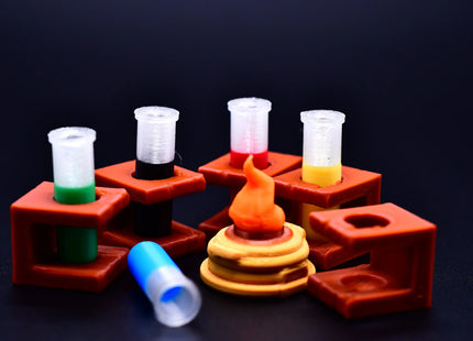 Set of Quacks of Quadlinburg tokens - fire and potions overview