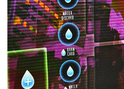 Cyberpunk style red and green Playmat for Radlands - draw card focused