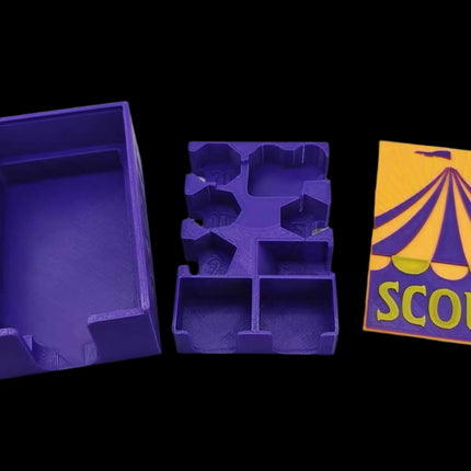 Travel box for Scout the board game in purple color - 3 pieces main overview