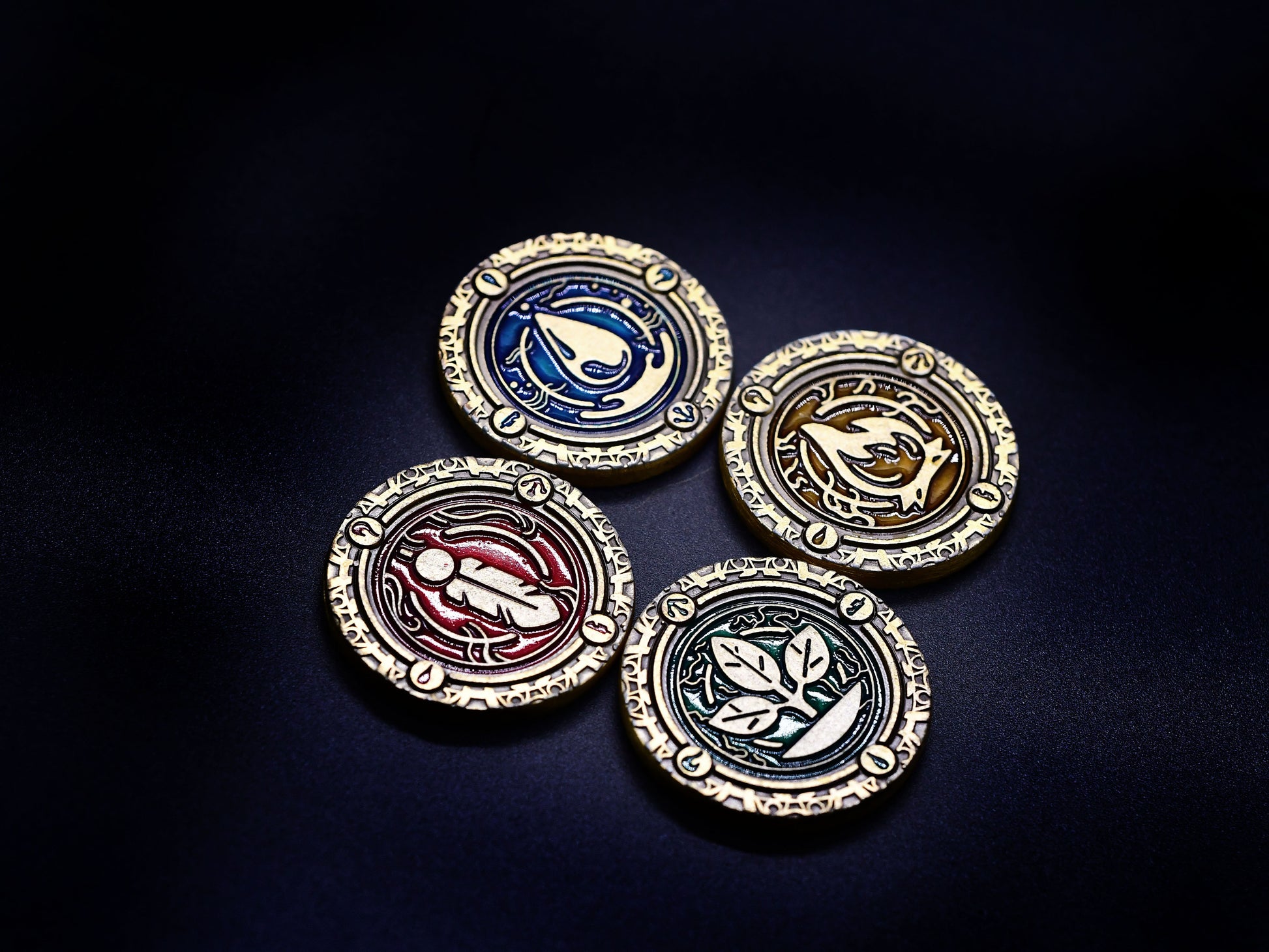 Metal premium coins for Season, water & fire & earth & air - single tokens