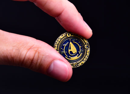 Metal premium coins for Season, water coin hold in fingers