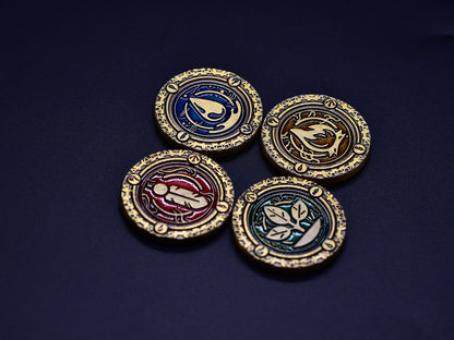 Metal premium coins for Season, water & fire & earth & air - single tokens