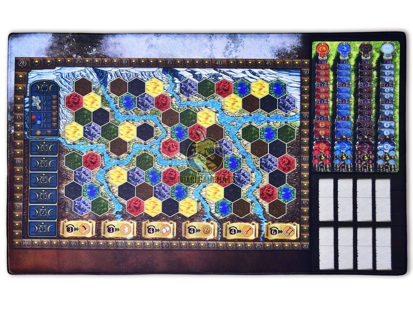 Fire and Ice style Playmat for Terra Mystica- Ice-side overview