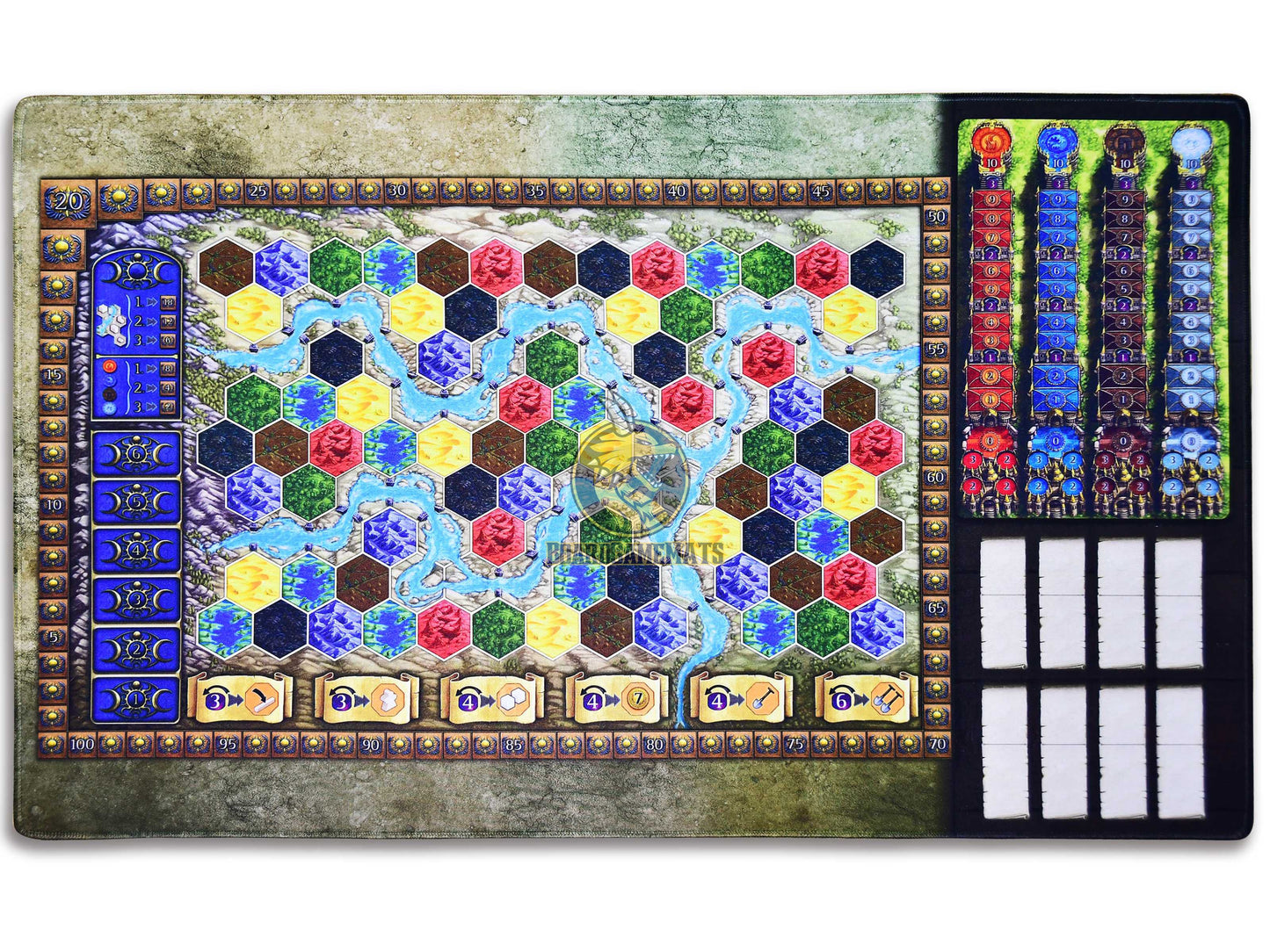 Fire and Ice style Playmat for Terra Mystica- fire-side overview