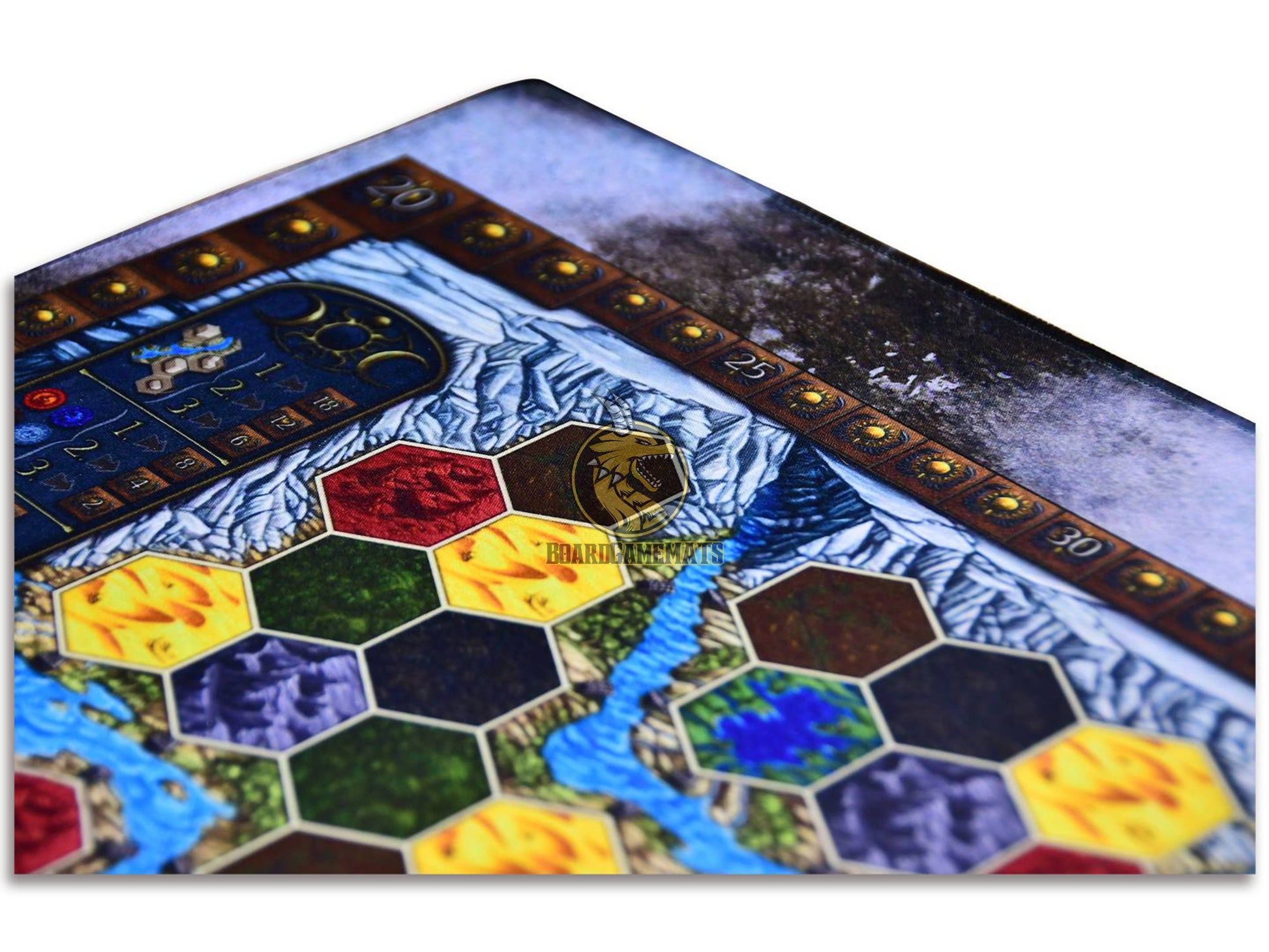 Fire and Ice style Playmat for Terra Mystica- Ice-side corner focused