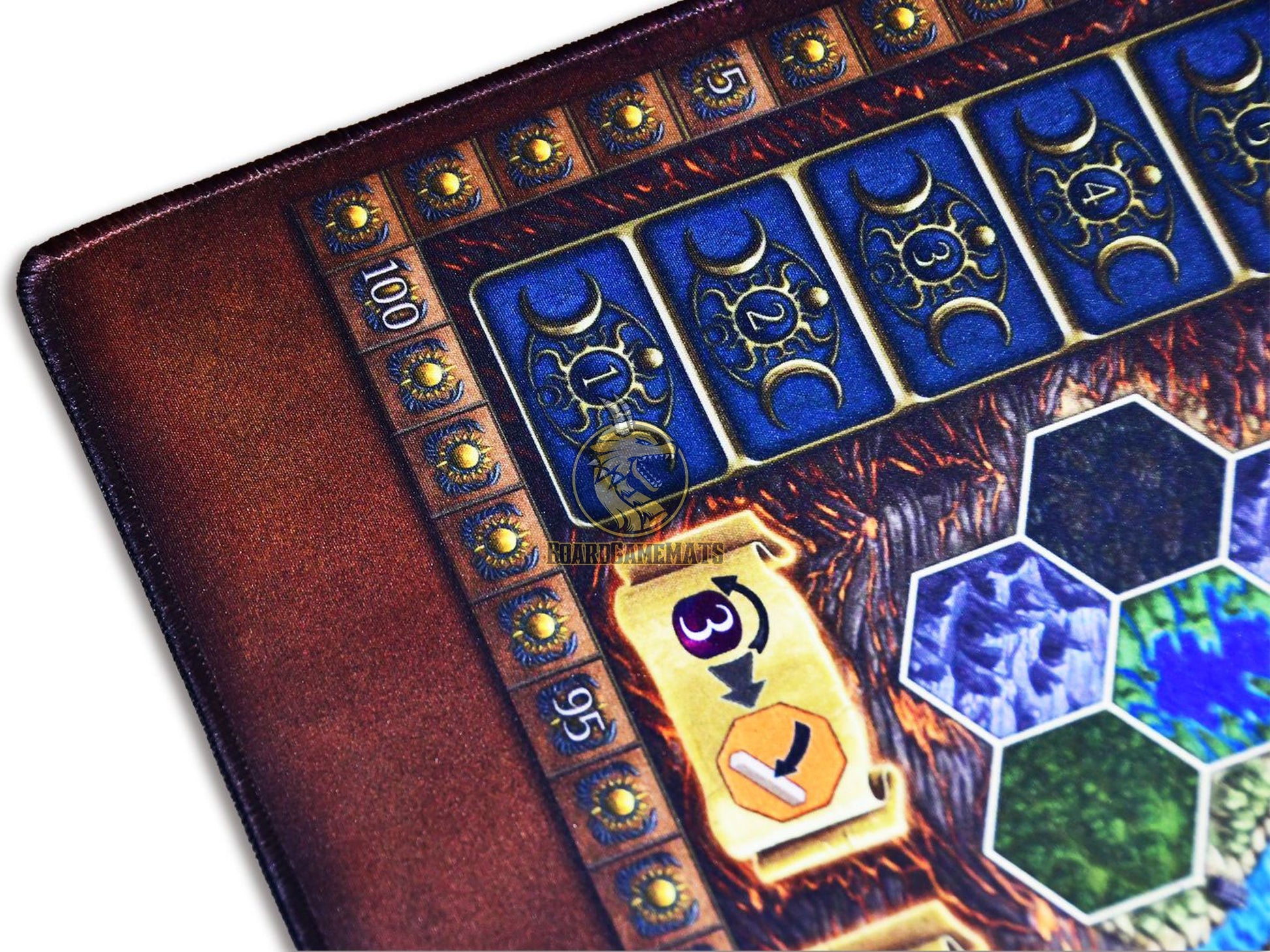 Fire and Ice style Playmat for Terra Mystica- Ice-side corner focused