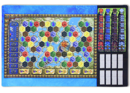 Fjords and Lakes style Playmat for Terra Mystica- lakes side overview