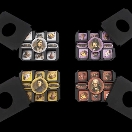 black Brass token organizers for all four players - all partially opened