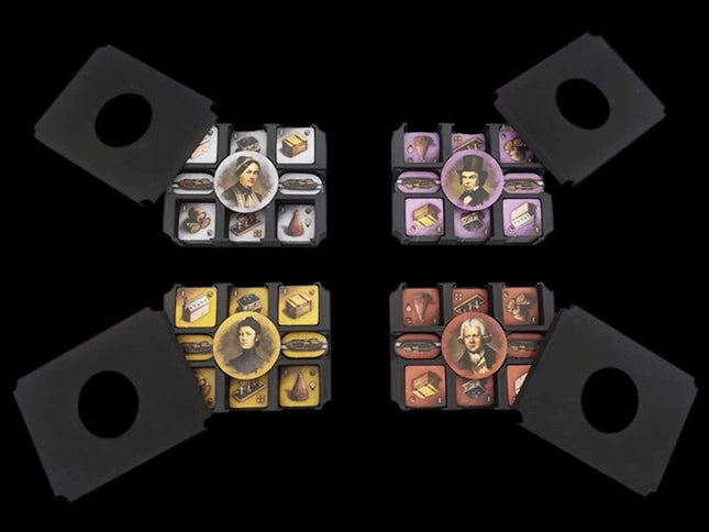 black Brass token organizers for all four players - all partially opened