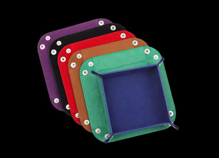 dice trays in 5 different colors stacked together