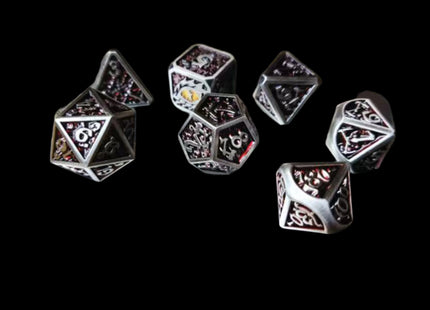 Set of 7 Dragon Eye dices in red color