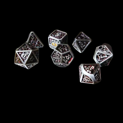 Set of 7 Dragon Eye dices in red color