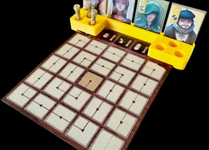 Yellow Privilege scrolls and noble cards organizer for Splendor Duel zoomed-in